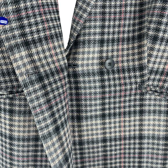 Talbots Double Breasted Bradwell Plaid Blazer Jacket Gray Pink Size 16 - Picture 7 of 11